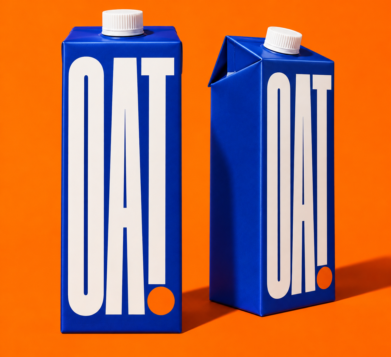 파란 종이팩을 채운 높은 흰색 OAT